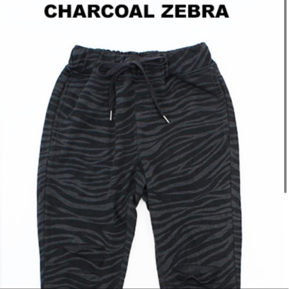Dance & Marvel Charcoal Zebra Jogger Sweatpants - Picture 2 of 10